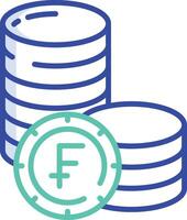 Swiss Franc coin outline color illustration vector