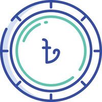Taka coin outline color illustration vector