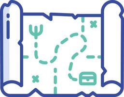 Treasure Map outline color illustration vector