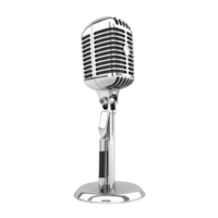 Silver Microphone on Stand with Black Grille on Transparent background AI-Generative png