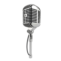 Silver Microphone on Stand with Black Grille, on Transparent background AI-Generative png
