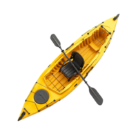 Yellow Rowboat with Black Seat and Oars Floating on Water on Transparent background AI-Generative png