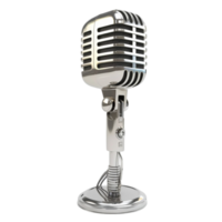 Silver Microphone on Stand with Gray on Transparent background AI-Generative png