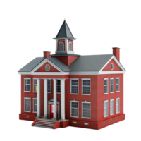Red Brick Building with Gray Shingled Roof and Central Tower on Transparent background AI-Generative png