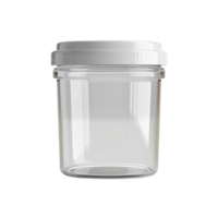 Clear Plastic Container with White Lid Floating on Transparent background AI-Generative png