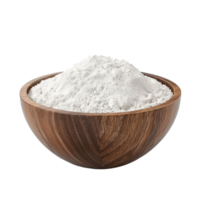 Round Wooden Bowl of Flour with Texture and Center Hole on Transparent background AI-Generative png