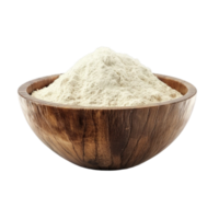 Wooden Bowl with Light-Colored Granular Substance on Transparent background AI-Generative png