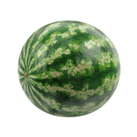 Whole Watermelon with Green and White Striped Pattern on Transparent background AI-Generative png