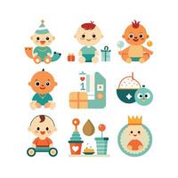 Realistic Baby and Kids Icons Set vector