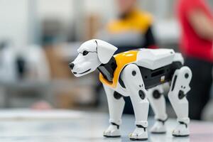 Robot dog showcasing advanced training sequences and functional demonstrations photo
