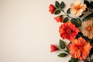 Vintage wallpaper with whimsical floral patterns, background with empty space for text photo