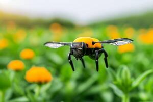 Robotic bees, technologically advanced pollinators, revitalizing agriculture in action photo