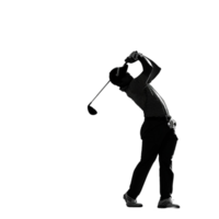Silhouette of Man Swinging Golf Club on Transparent background AI-Generative png