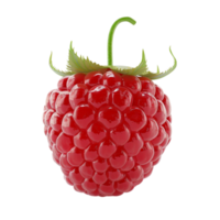 Red Raspberry with Green Leaf on Transparent background AI-Generative png
