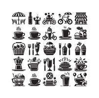 Set of cafe icons, restaurant icon, food and drink illustration icon design vector