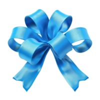 Blue Satin Bow Graphic Design with Glossy Sheen on Transparent background AI-Generative png