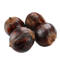 Four Dark Brown Onions with Smooth Tough Skin on Transparent background AI-Generative png
