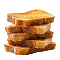 Stack of Evenly Toasted White Bread Slices on Transparent background AI-Generative png