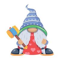 WebA cute flat character of fantasy dwarf with gavel vector