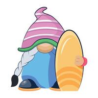 WebA flat style character of surfing gnome vector