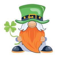 WebIrish dwarf with patrick hat and leaf, flat style mascot vector