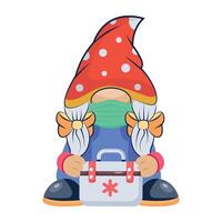 Webumbrella, parasol, dwarf, midget, cap, beard, hat, cartoon, mascot, character, , icon vector