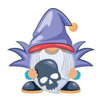 WebA flat style mascot of scary gnome with a skull vector