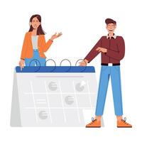 WebA flat illustration denoting team scheduling business tasks vector