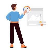 WebA flat illustration showing an expert doing performance analysis vector