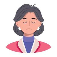 A flat style icon showing sad woman vector