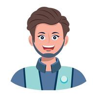 A flat style icon of beard man with happy expressions vector