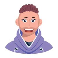 A flat style icon of beard boy vector