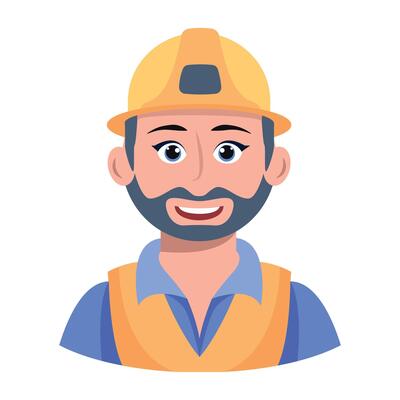 Construction worker icon designed in flat style