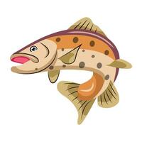 WebA flat style icon of cute trout vector