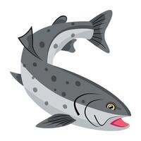 WebA cute flat icon of grey trout vector