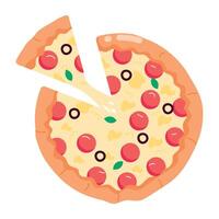 WePizza with a separate slice, flat style sticker b vector