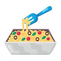 WebRisotto dish with fork sticker in flat style vector