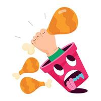 WebA flat style mascot of drumstick bucket vector
