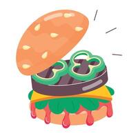 WebBeefburger sticker in flat style vector