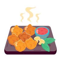 WebChicken nuggets platter sticker in flat style vector