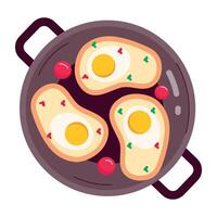 WebA flat style sticker of making egg toasts vector