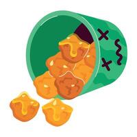 WebChicken poppers bucket sticker in flat style vector