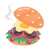 WebEgg burger sticker in flat style vector