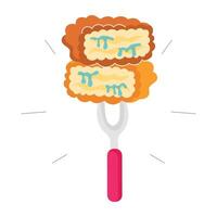WeA flat style sticker of chicken nuggets on fork b vector