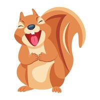 WebFlat icon depicting cute laughing squirrel vector