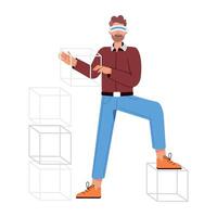 WebVr modelling character illustration in flat style vector