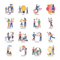 WebPack of 16 Business Startup Flat Illustrations vector