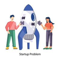WebTeam working on startup problem, flat illustration vector