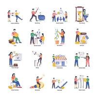 WebSet of 16 Business Launch Flat Illustrations vector