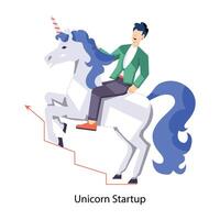 WebCharacter based flat illustration of unicorn startup vector